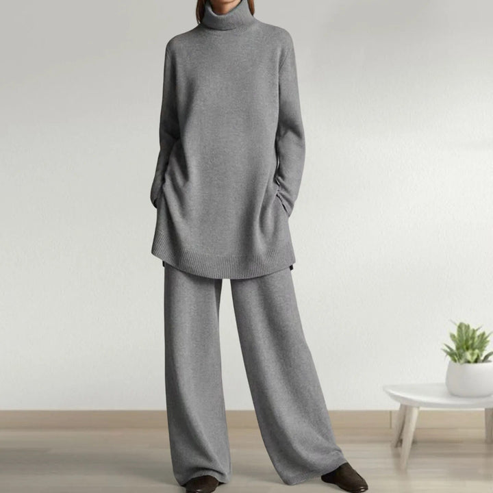 Sylvie | Women's Turtleneck Tunic Sweater Wide Leg Pants Set