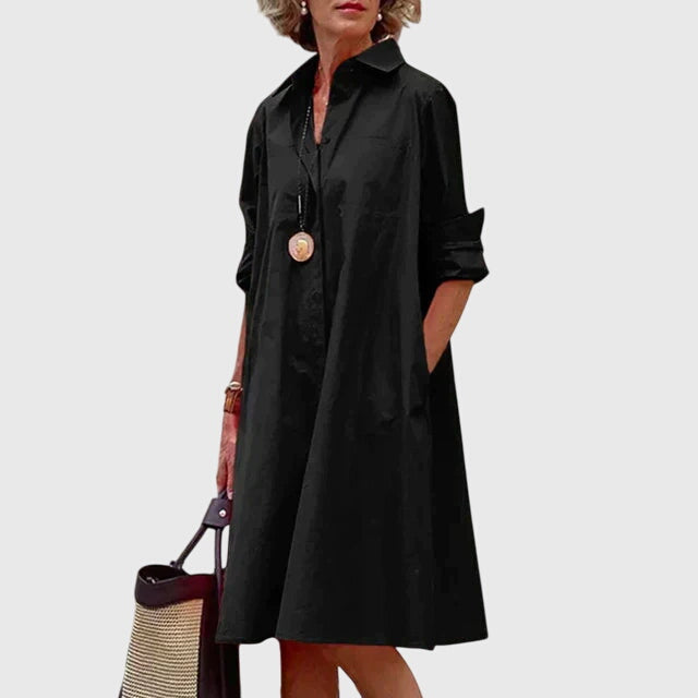 Oversized Button Down Casual Midi Shirt Dress
