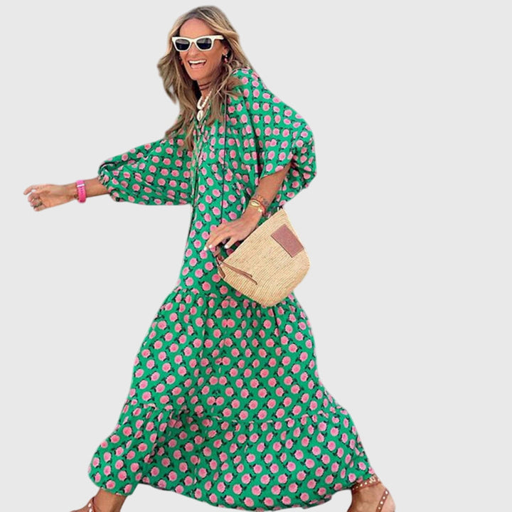 Long Sleeve Floral Maxi Dress Loose Fit