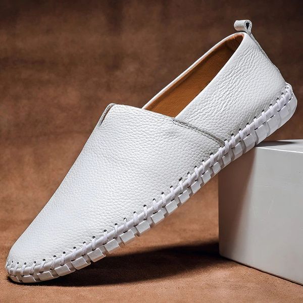 Hand Stitched Pebbled Leather Slip On Mens Casual Loafer