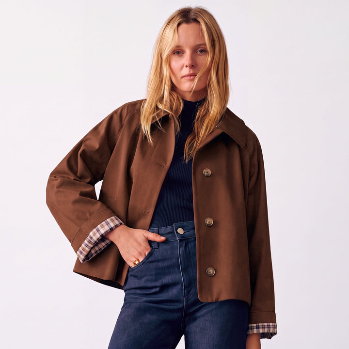 Celestine | Women's Oversized Cropped Trench Jacket