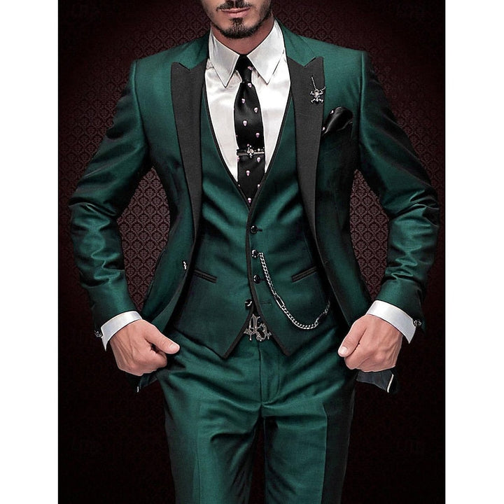 Contrast Lapel Three Piece Men's Slim Fit Occasion Suit