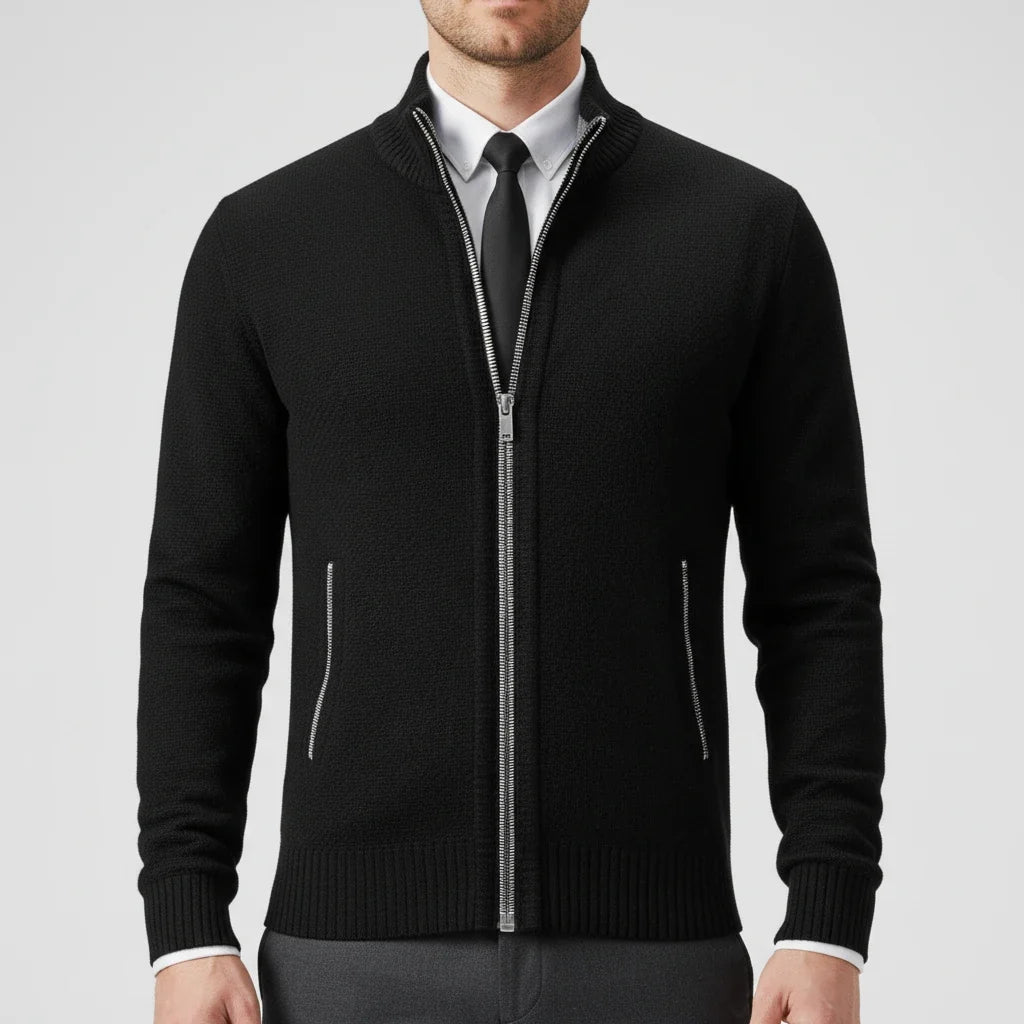 Nathaniel | Men's Cotton Zip-Up Funnel Neck Sweater
