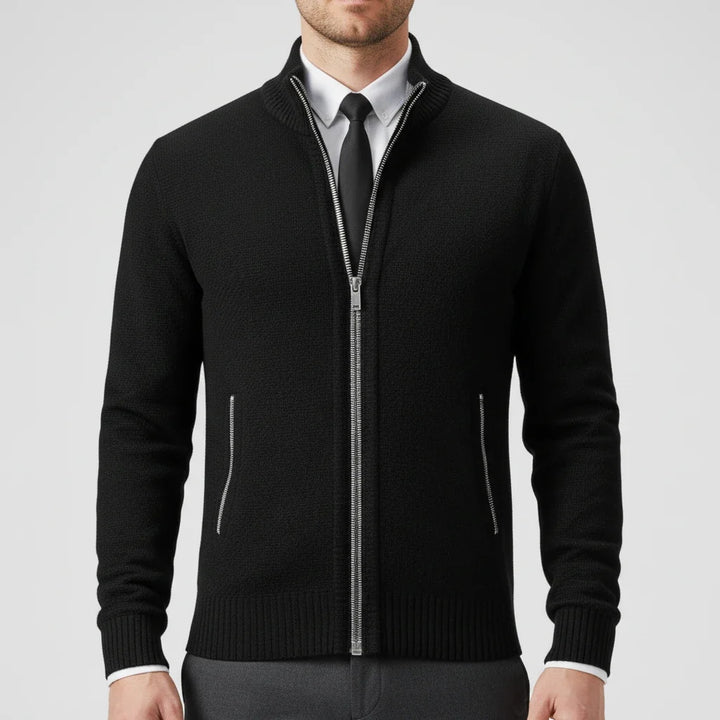 Nathaniel | Men's Cotton Zip-Up Funnel Neck Sweater