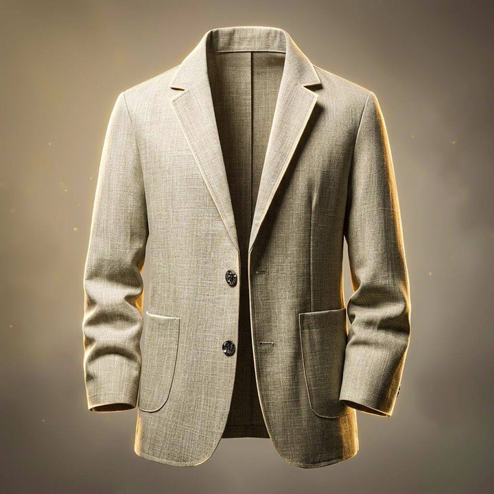 Notch Lapel Two Button Patch Pocket Relaxed Linen Blazer