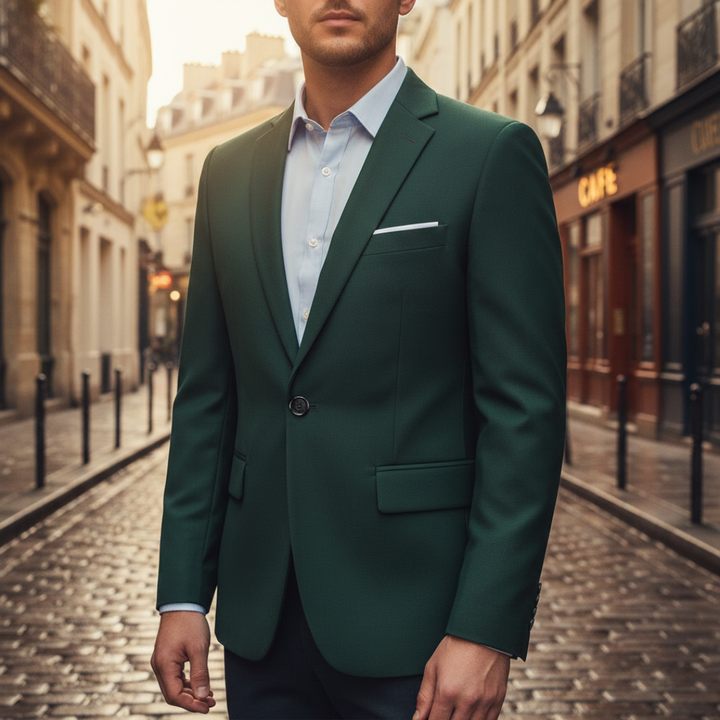 Pocket Square Notch Lapel Single Button Slim Fit Blazer