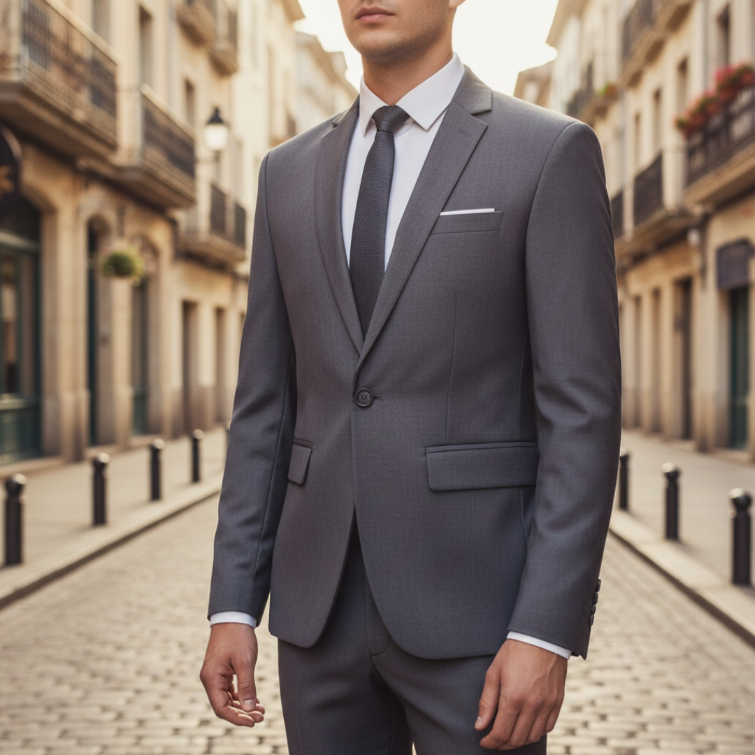 Pocket Square Notch Lapel Single Button Slim Fit Blazer