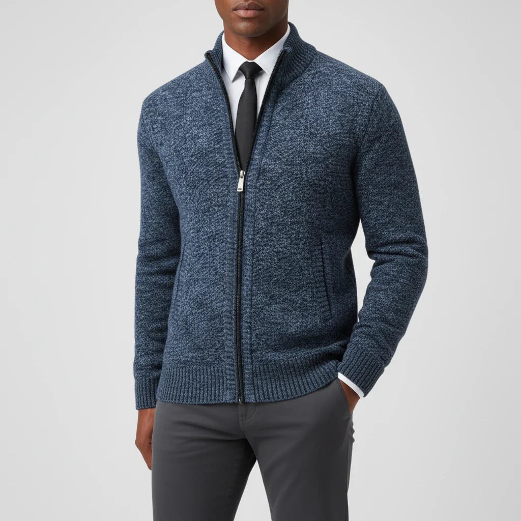 Nathaniel | Men's Cotton Zip-Up Funnel Neck Sweater