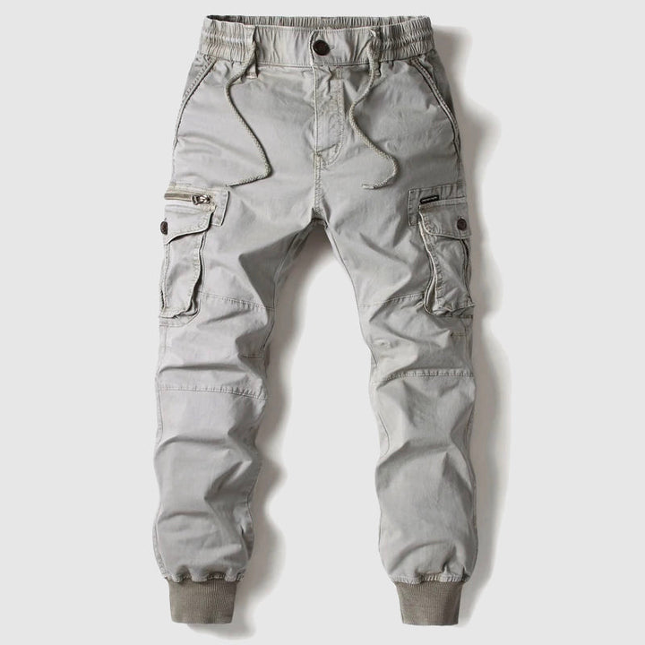 Multi Pocket Elasticated Waist Ribbed Cuff Mens Cargo Jogger