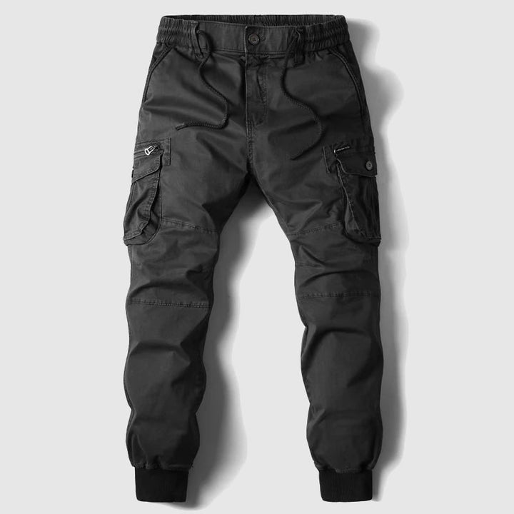 Multi Pocket Elasticated Waist Ribbed Cuff Mens Cargo Jogger