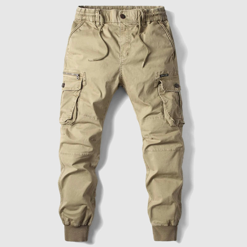 Multi Pocket Elasticated Waist Ribbed Cuff Mens Cargo Jogger