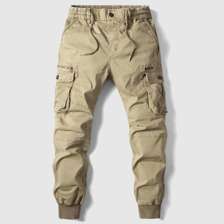 Multi Pocket Elasticated Waist Ribbed Cuff Mens Cargo Jogger