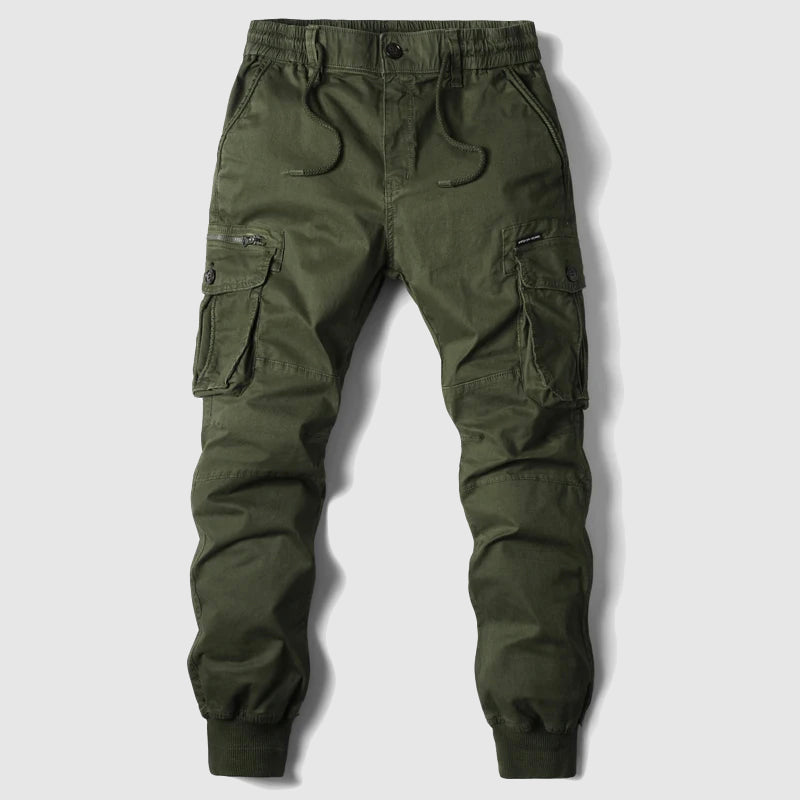 Multi Pocket Elasticated Waist Ribbed Cuff Mens Cargo Jogger