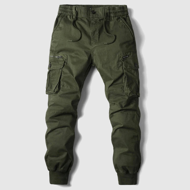 Multi Pocket Elasticated Waist Ribbed Cuff Mens Cargo Jogger