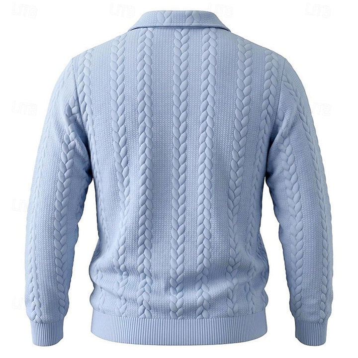 Chase | Men's Cable Knit Quarter-Zip Polo Sweater