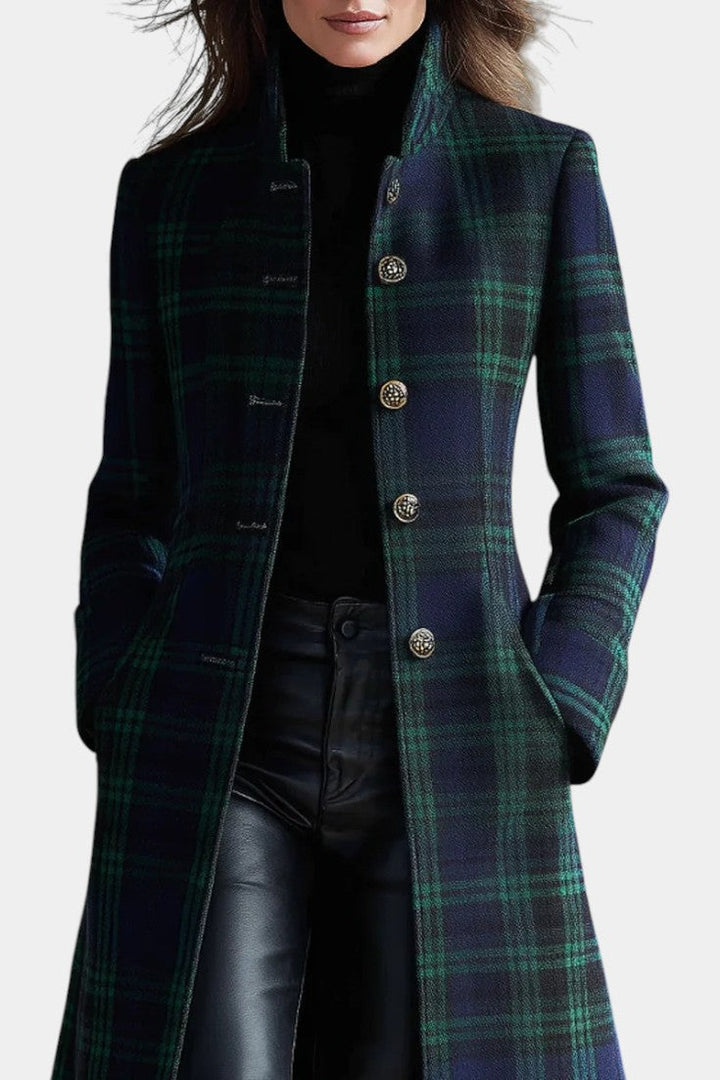 Rosalind | Women's Tartan Check Fitted Longline Coat