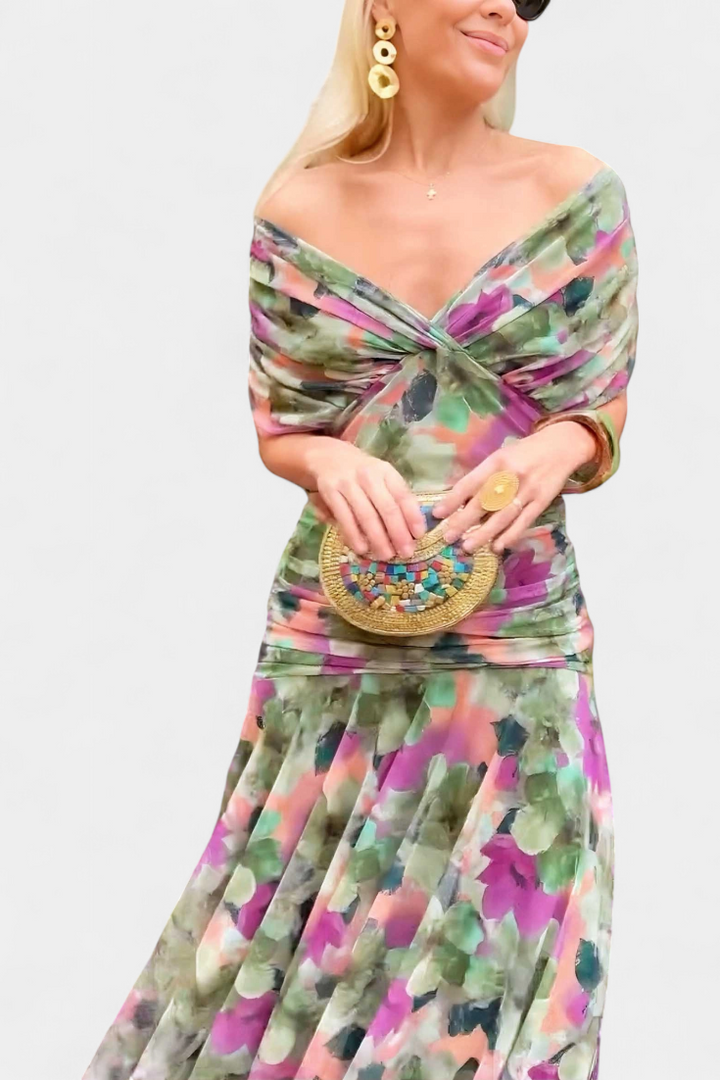 Women's Off Shoulder Midi Dress Wedding Guest Evening