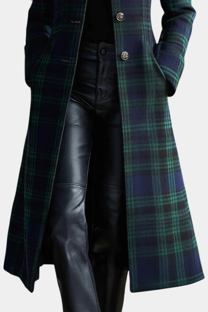 Rosalind | Women's Tartan Check Fitted Longline Coat