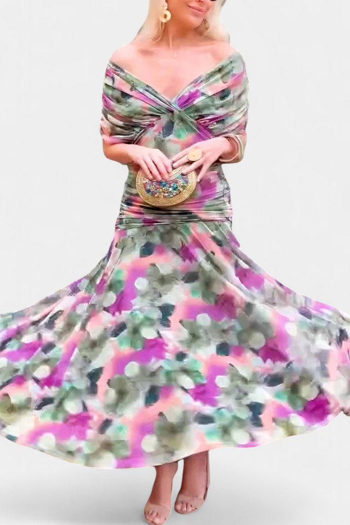 Women's Off Shoulder Midi Dress Wedding Guest Evening