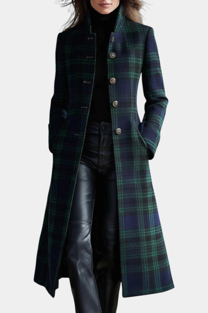 Rosalind | Women's Tartan Check Fitted Longline Coat