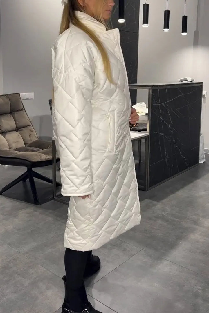 Josephine | Women's Diamond Quilted Coat with Leopard Cuff Detail