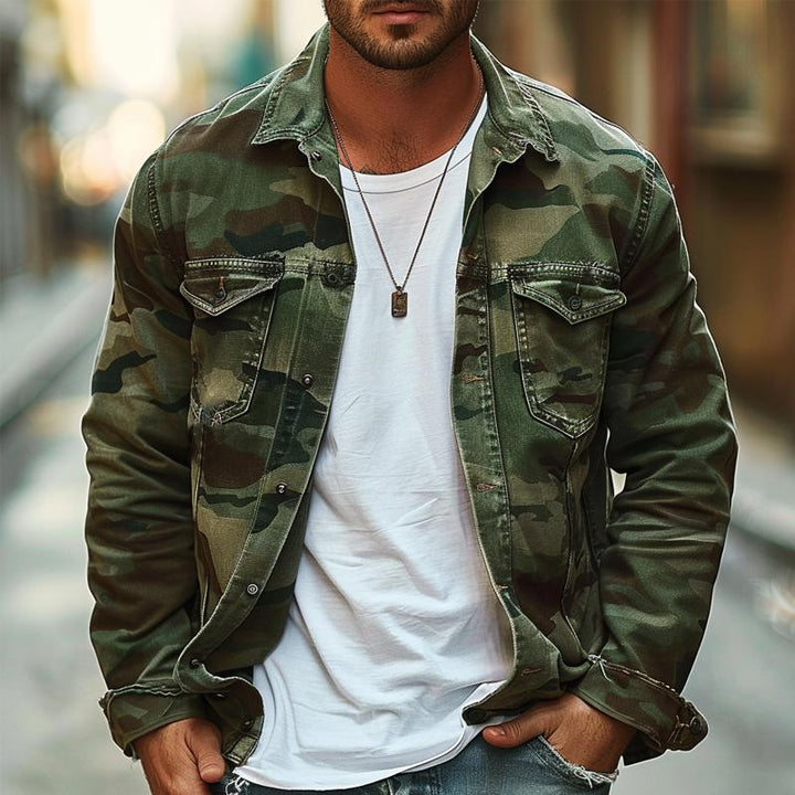 Tobias | Men's Military Style Camo Denim Jacket