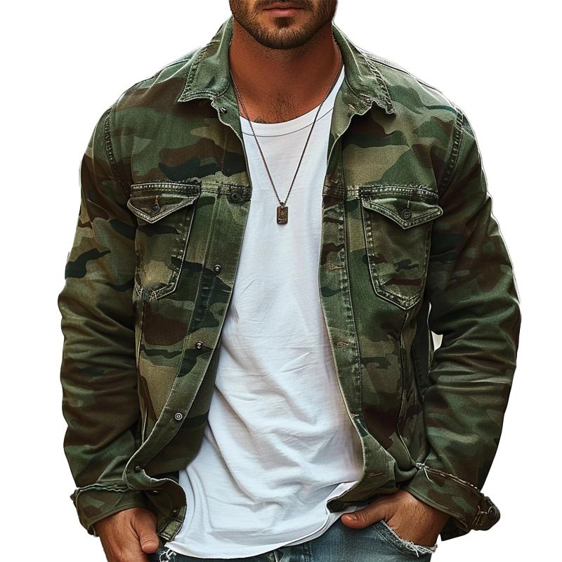 Tobias | Men's Military Style Camo Denim Jacket