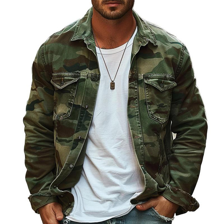 Tobias | Men's Military Style Camo Denim Jacket