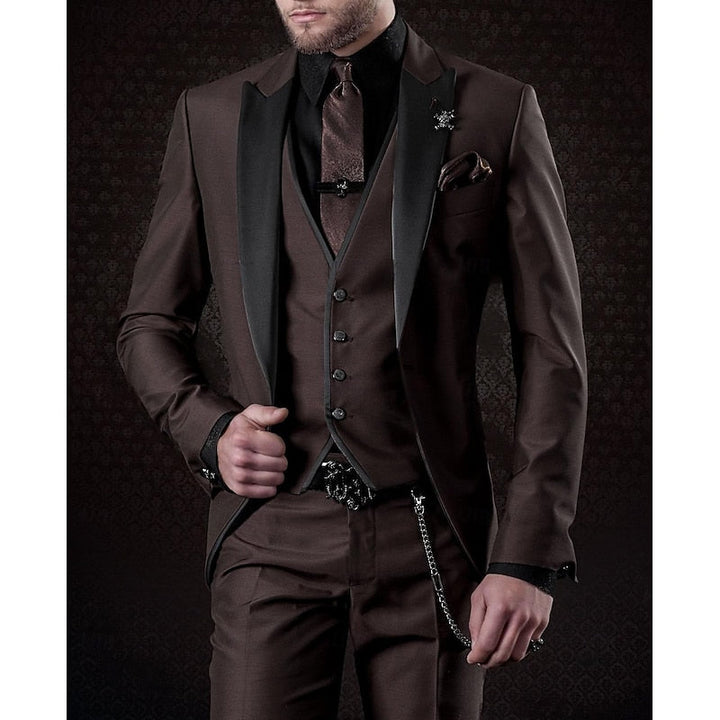 Contrast Lapel Three Piece Men's Slim Fit Occasion Suit