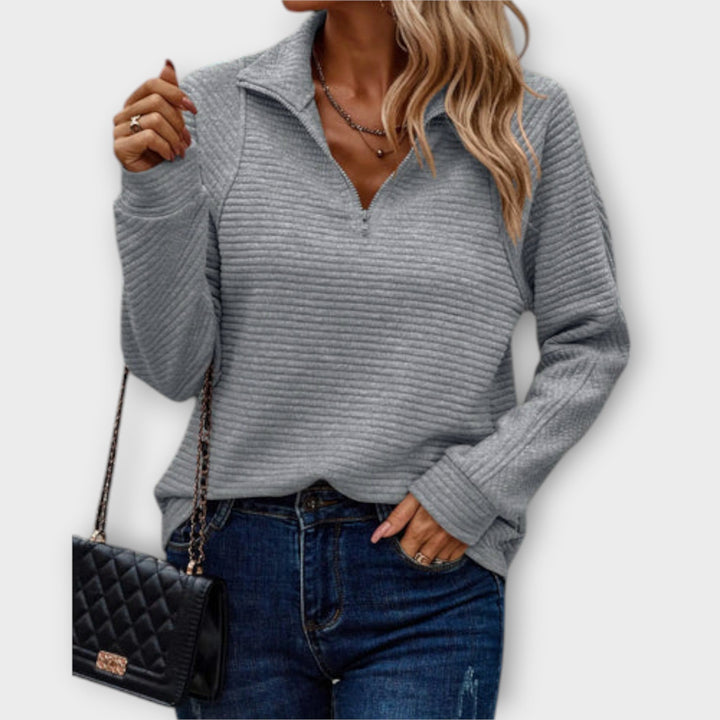 Wren | Women's Textured Quarter-Zip Collared Pullover