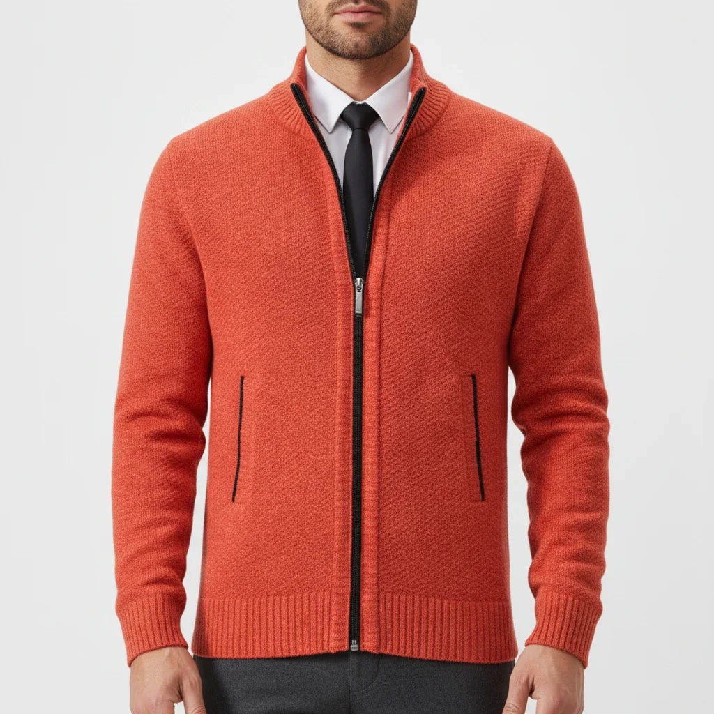 Nathaniel | Men's Cotton Zip-Up Funnel Neck Sweater