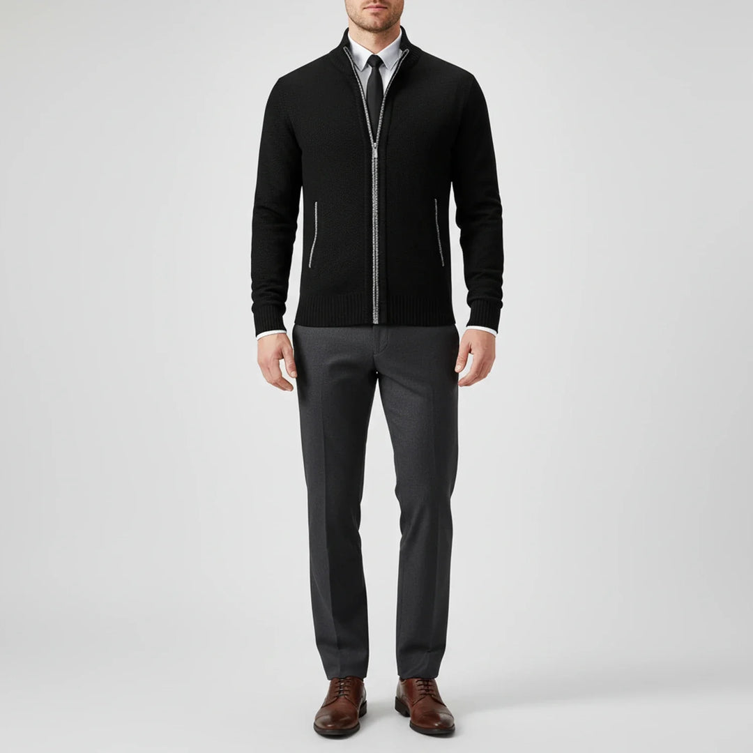 Nathaniel | Men's Cotton Zip-Up Funnel Neck Sweater