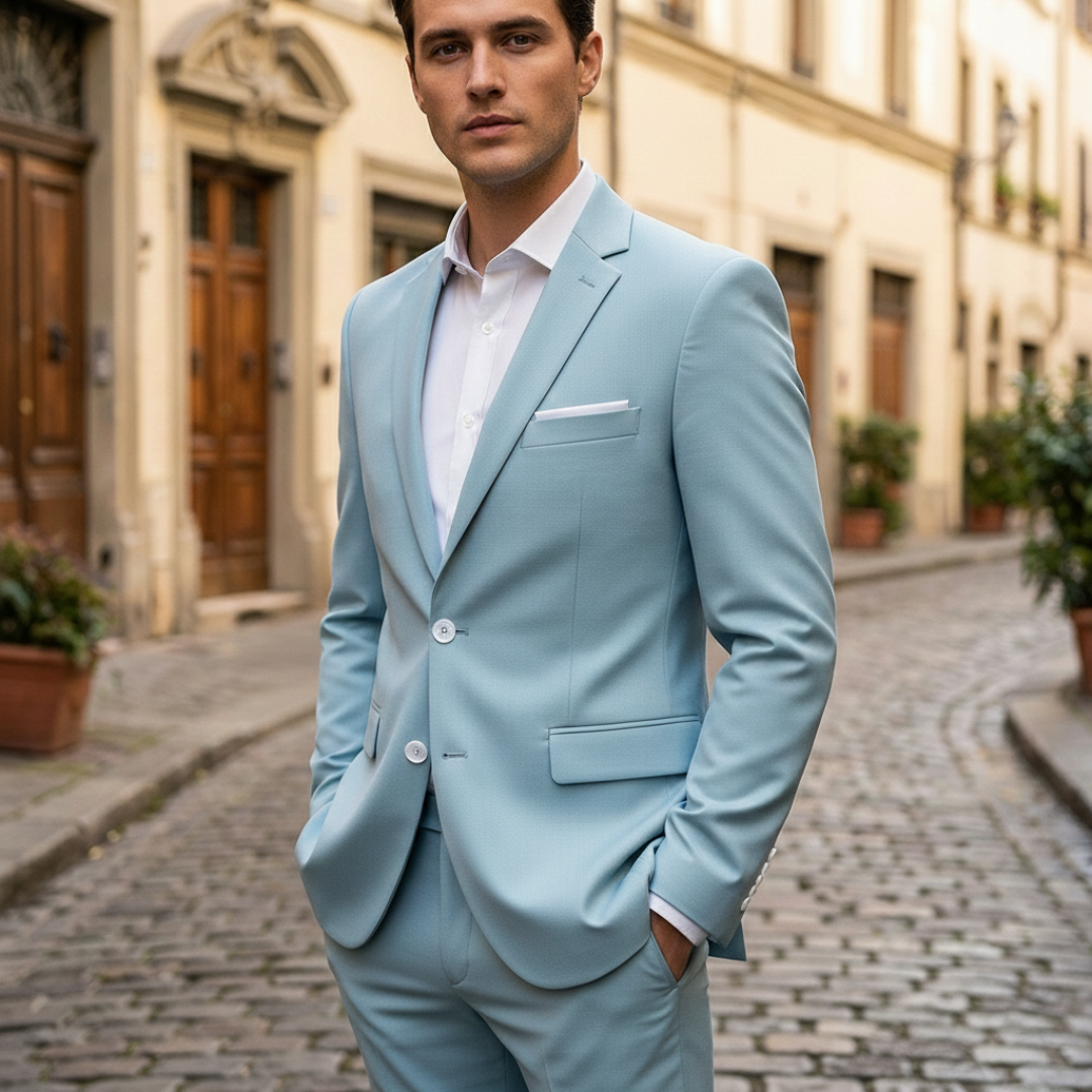 Pocket Square Notch Lapel Single Button Slim Fit Blazer