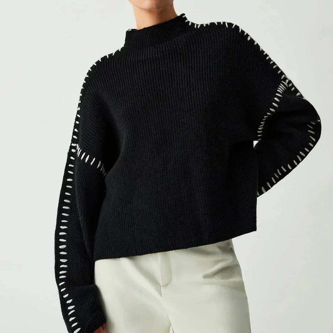 Simone | Women's Ribbed Cropped Mock Neck Sweater
