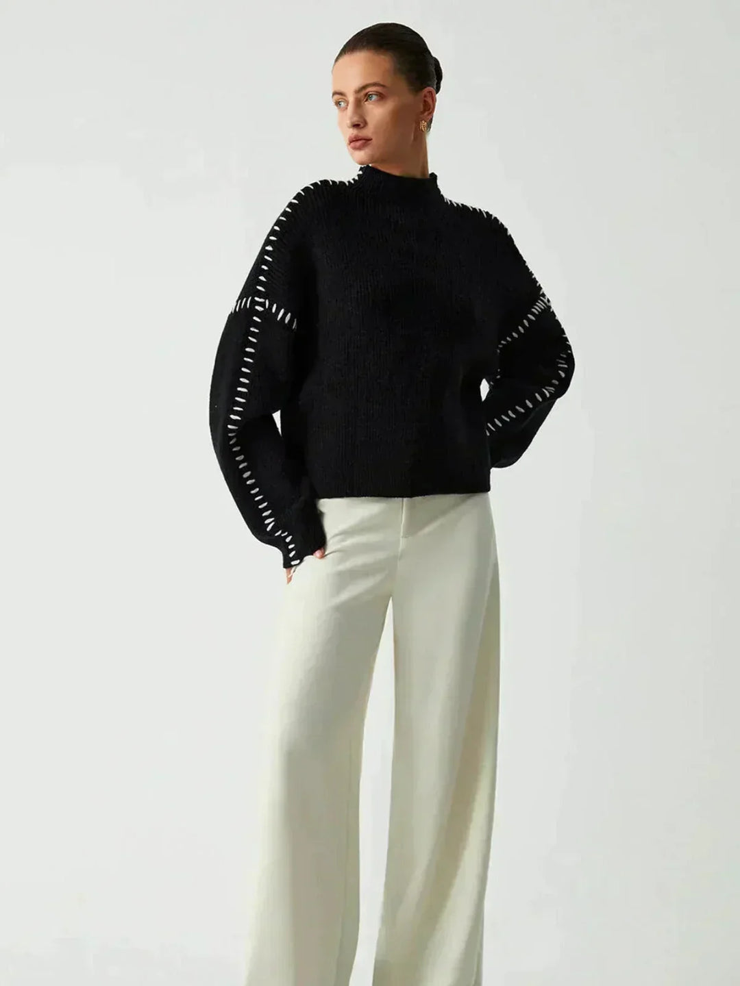 Simone | Women's Ribbed Cropped Mock Neck Sweater
