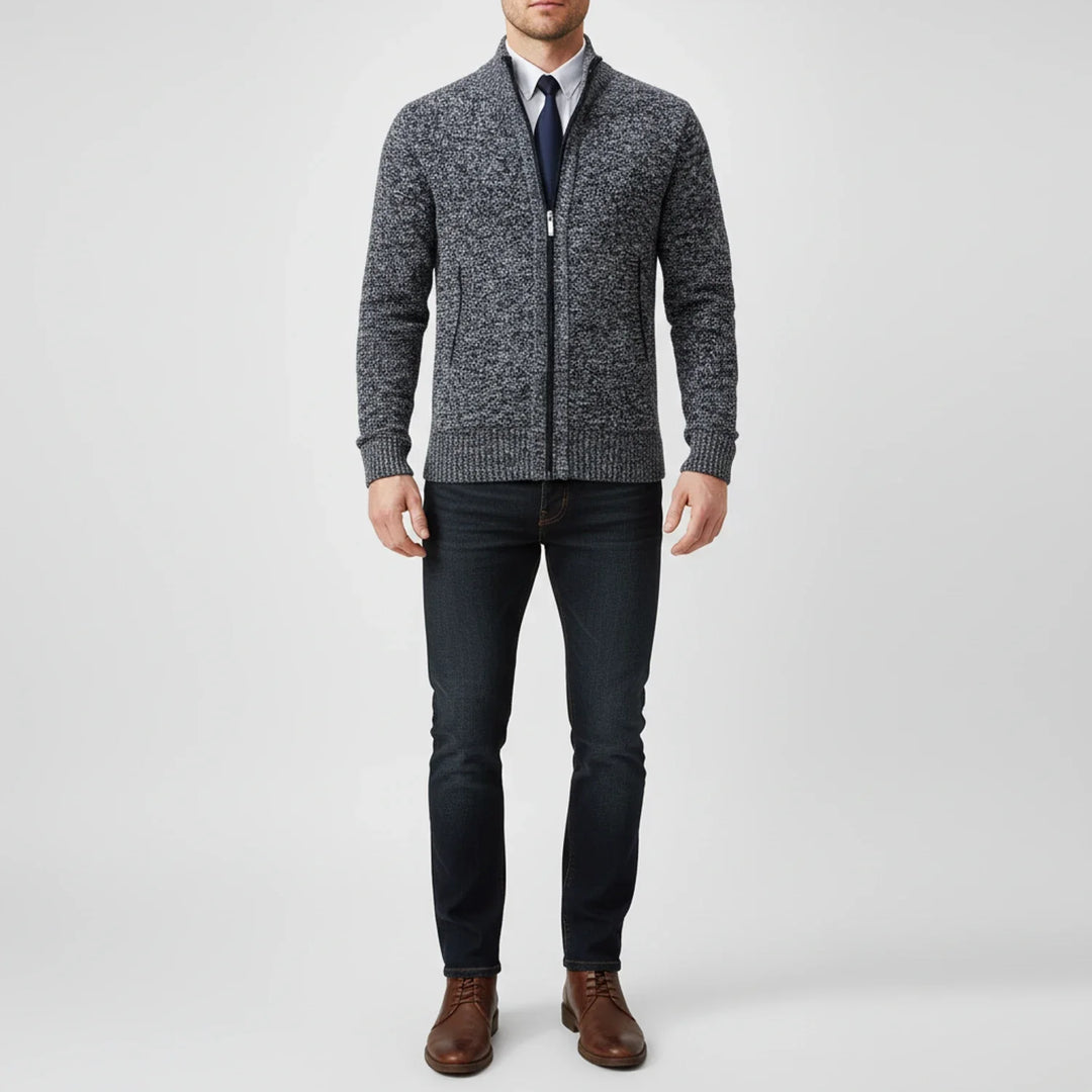 Nathaniel | Men's Cotton Zip-Up Funnel Neck Sweater