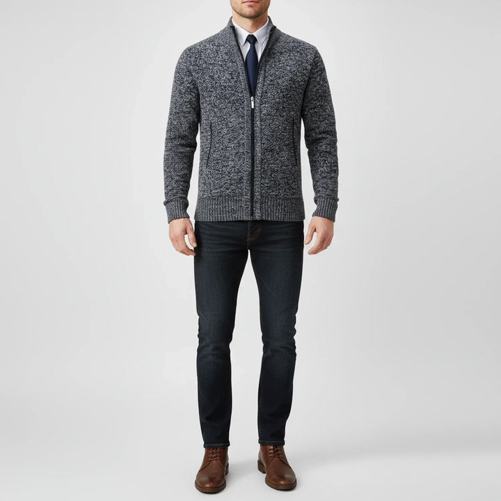 Nathaniel | Men's Cotton Zip-Up Funnel Neck Sweater