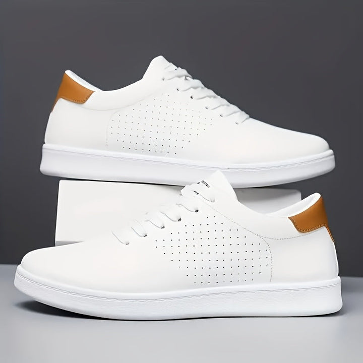 Marcus | Men's Clean Low-Top Sneakers with Perforated Toe