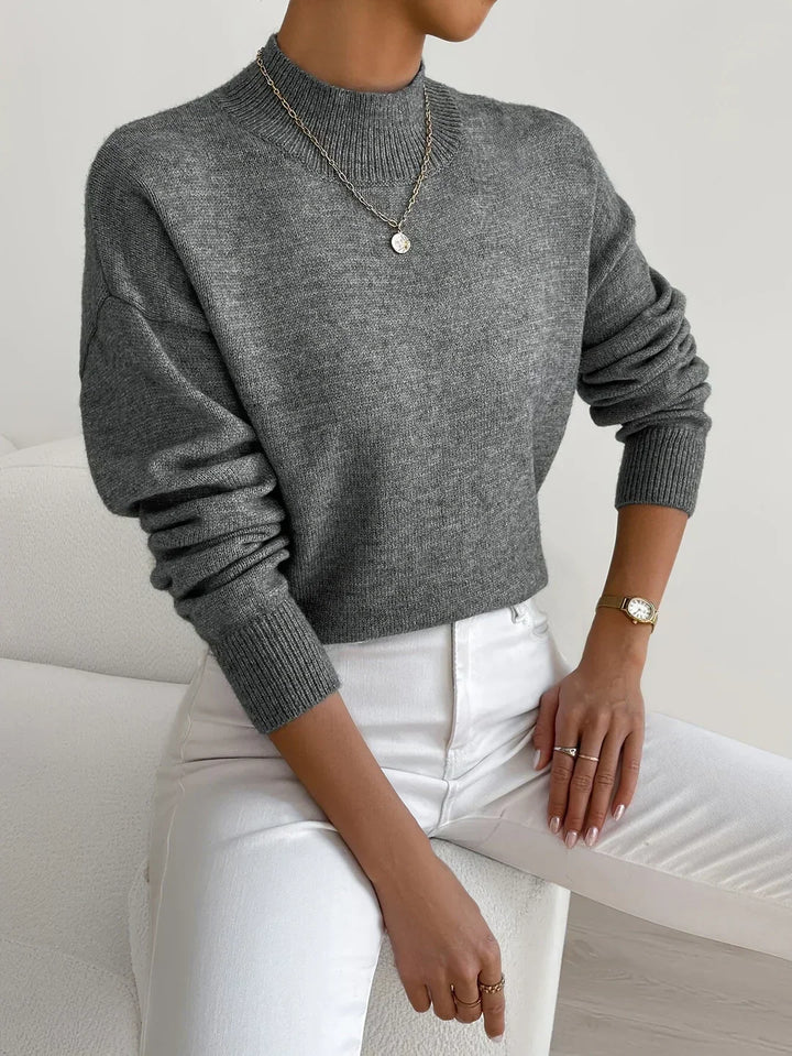 Wisteria | Women's Mock Turtleneck Sweater with Dropped Shoulders