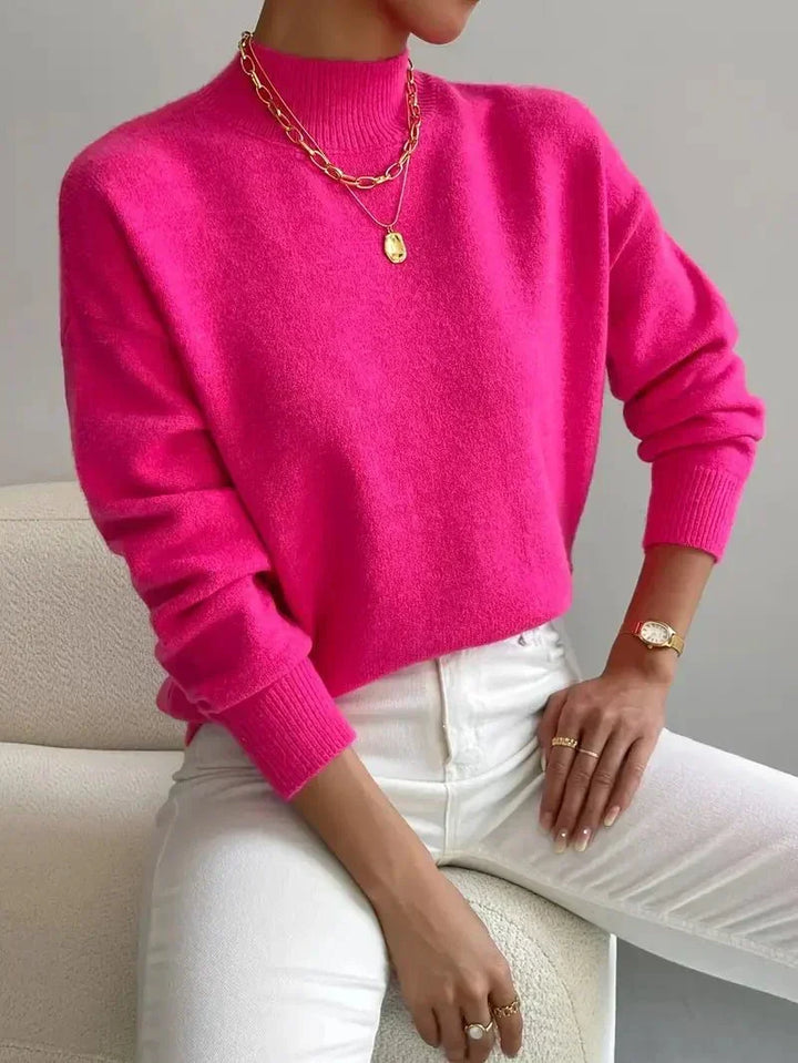 Wisteria | Women's Mock Turtleneck Sweater with Dropped Shoulders