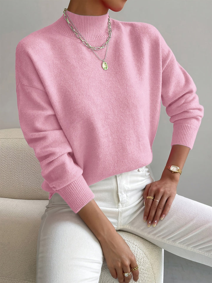 Wisteria | Women's Mock Turtleneck Sweater with Dropped Shoulders