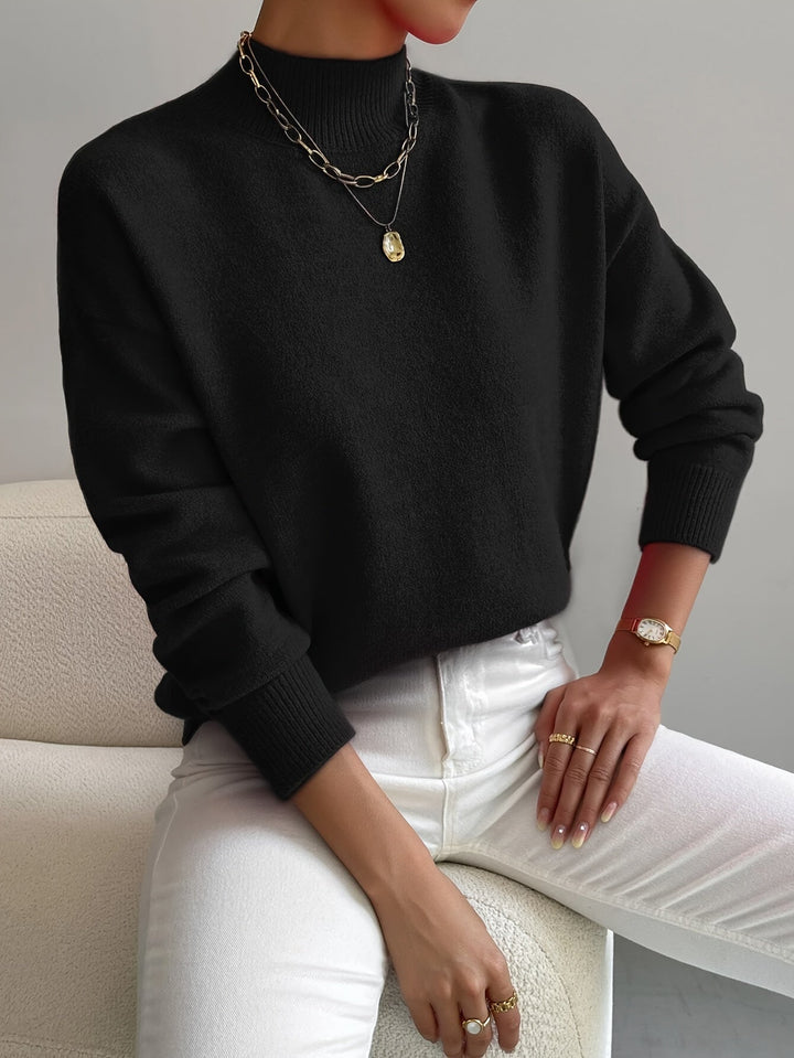 Wisteria | Women's Mock Turtleneck Sweater with Dropped Shoulders