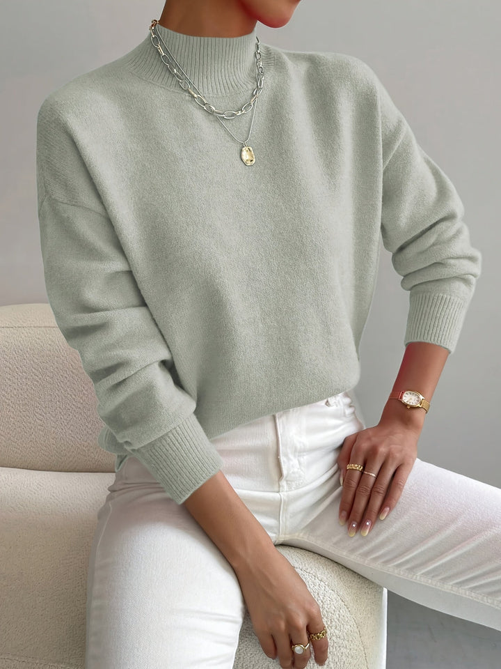 Wisteria | Women's Mock Turtleneck Sweater with Dropped Shoulders