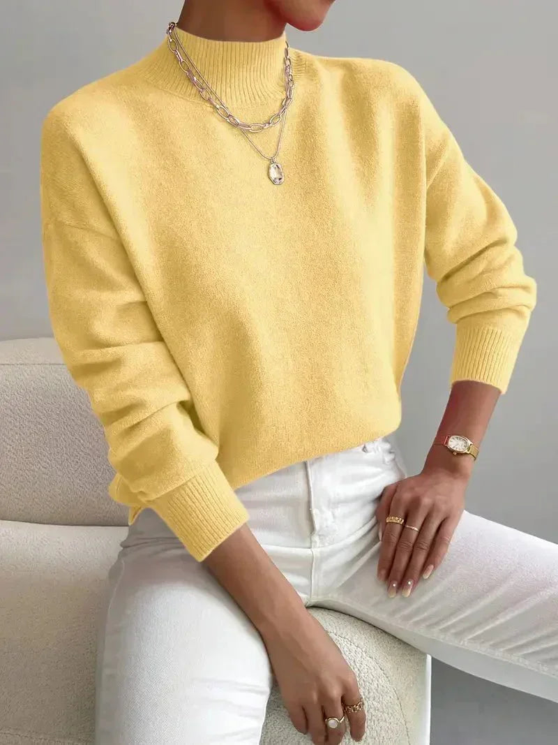 Wisteria | Women's Mock Turtleneck Sweater with Dropped Shoulders