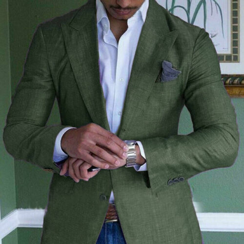 Mens Plaid Check Notch Lapel Single Button Slim Fit Blazer