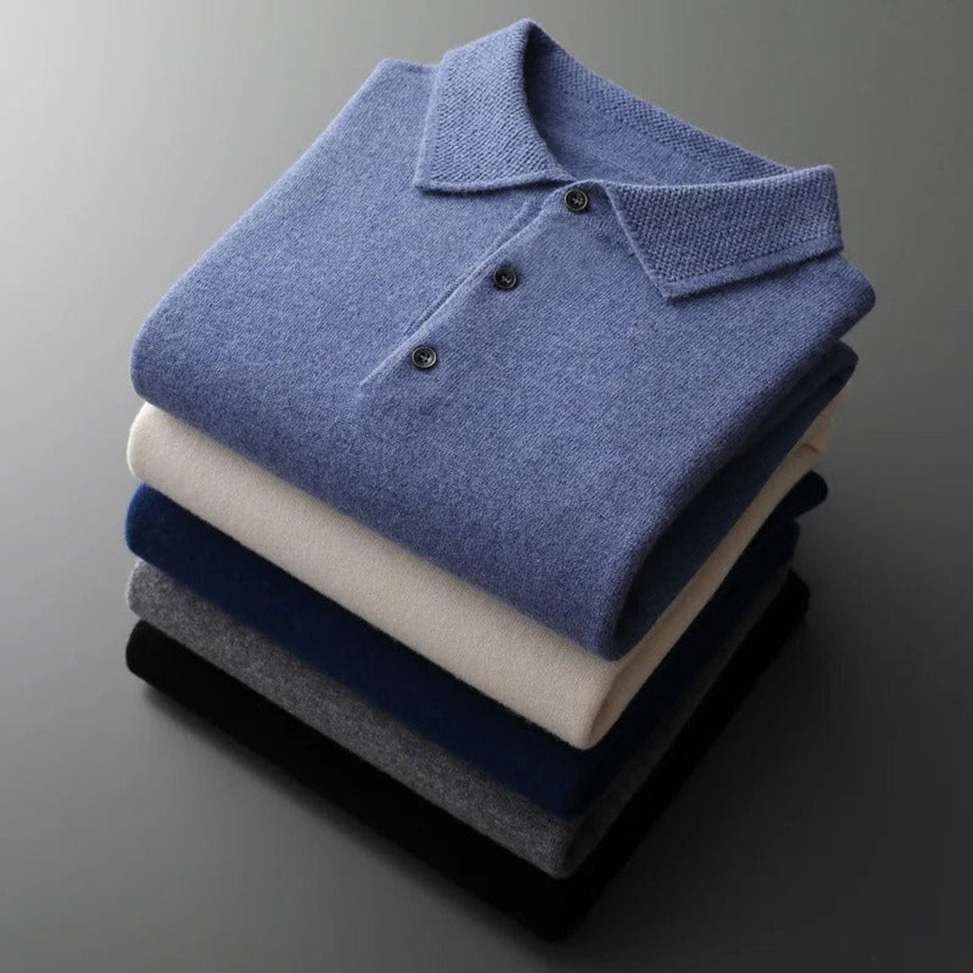 James | Men's Wool Polo Collar Knit Sweater