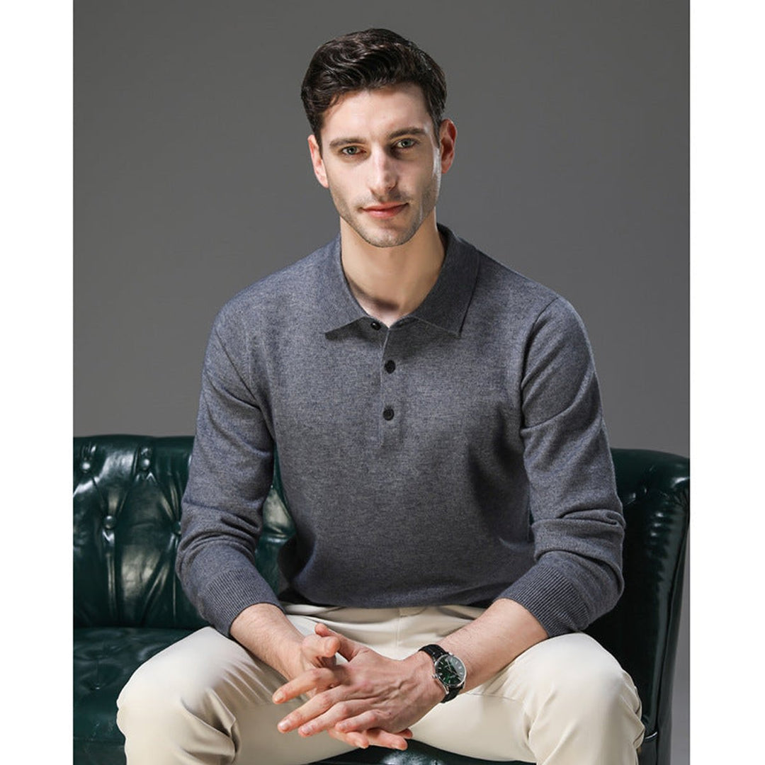 James | Men's Wool Polo Collar Knit Sweater