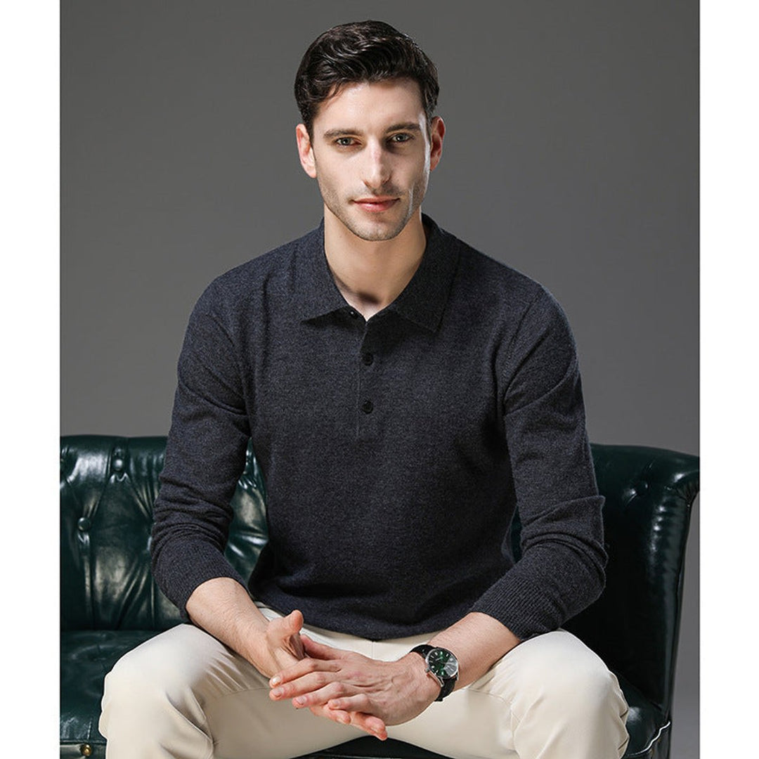 James | Men's Wool Polo Collar Knit Sweater