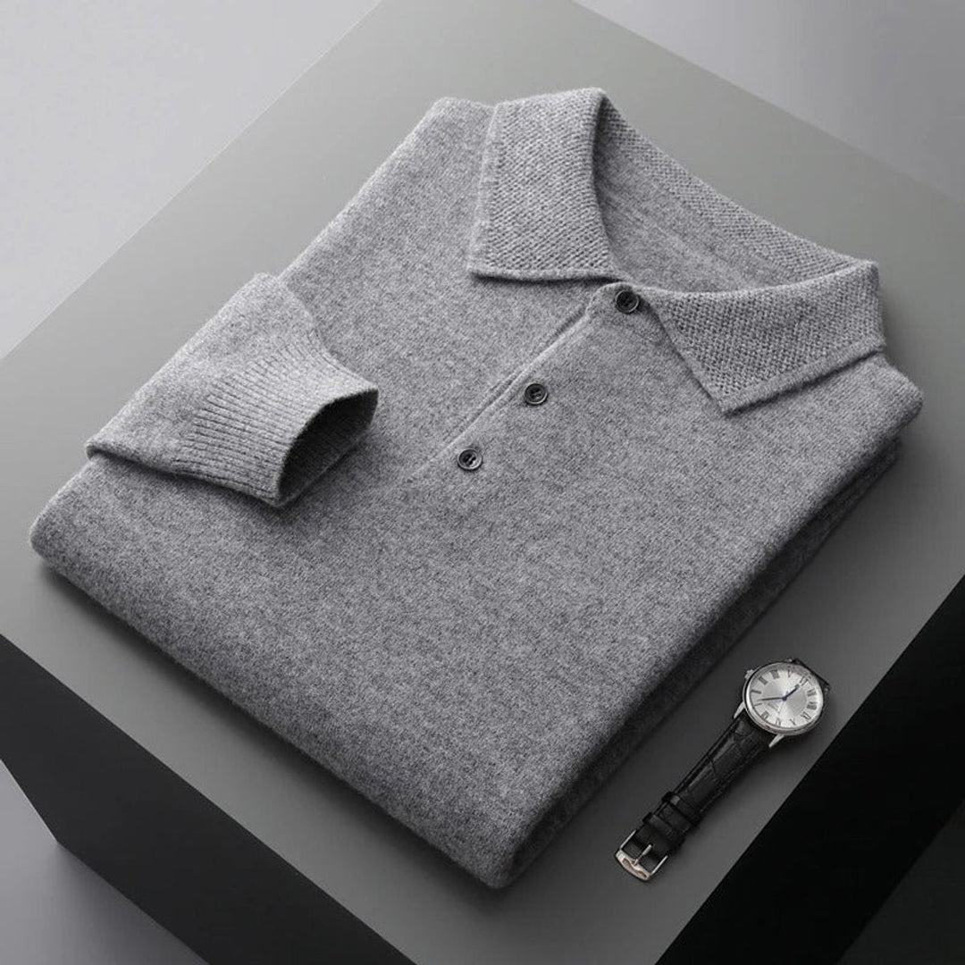 James | Men's Wool Polo Collar Knit Sweater