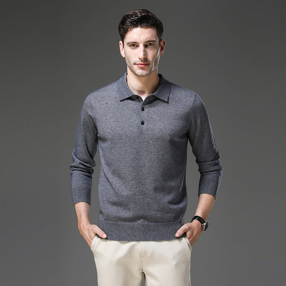James | Men's Wool Polo Collar Knit Sweater